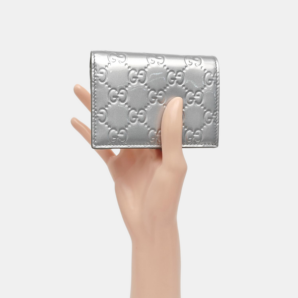 Signature Monogram Patent Leather Silver Wallet