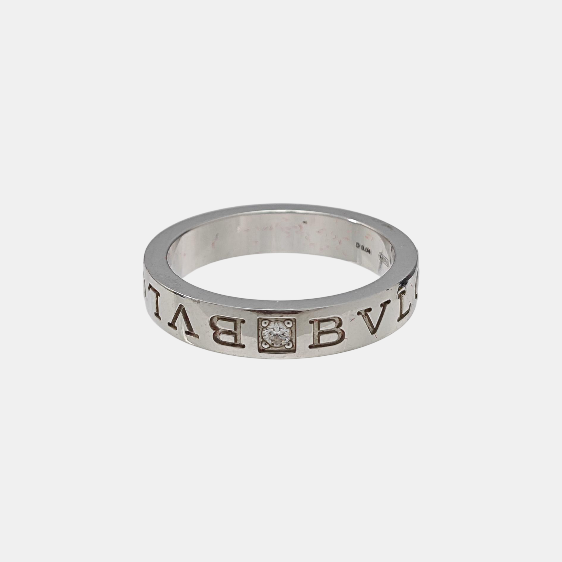 B.ZERO1 18k White Gold Silver Ring EU 57