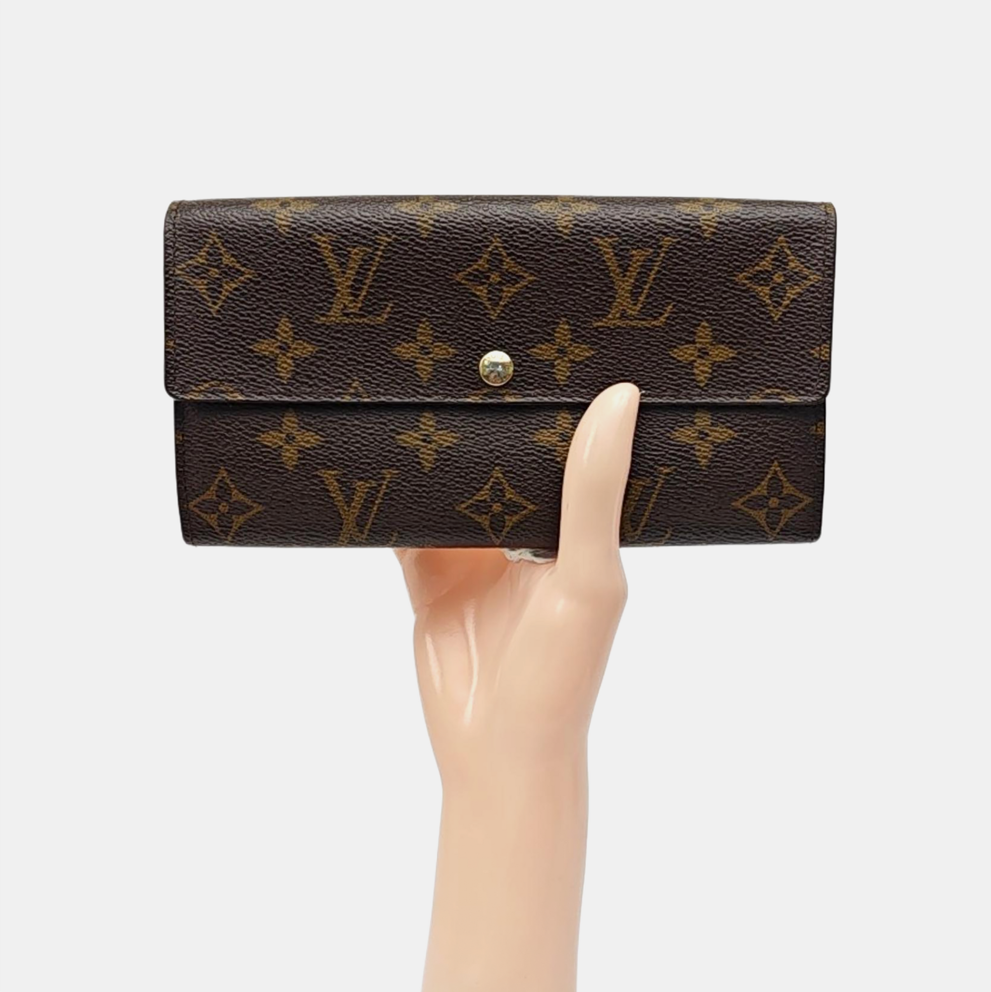 PORTE MONNAIE Monogram Coated Canvas Brown Wallet