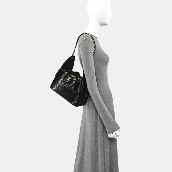 CHANEL 25 Small Quilted Calfskin Black
