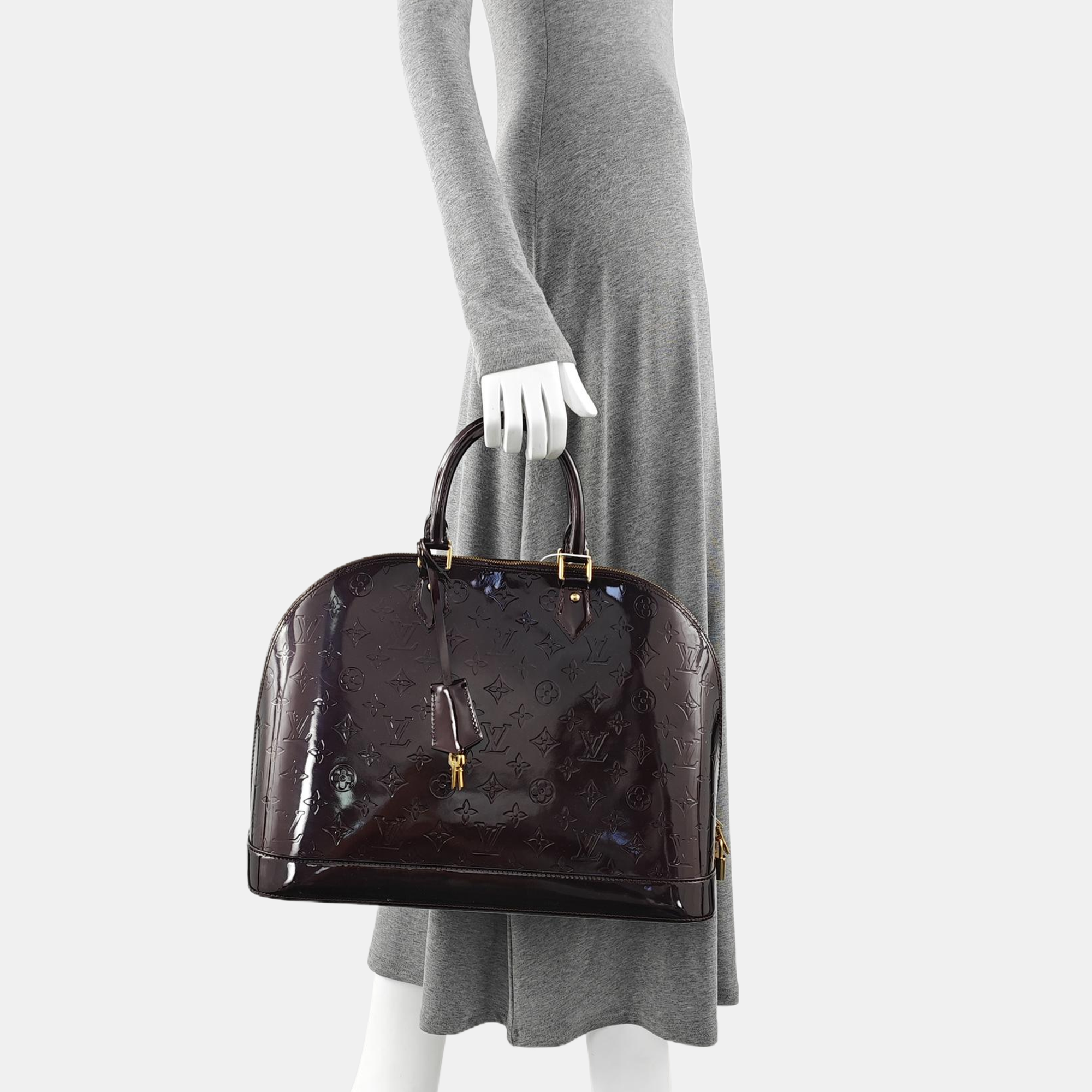 ALMA MM Monogram Patent Leather Red
