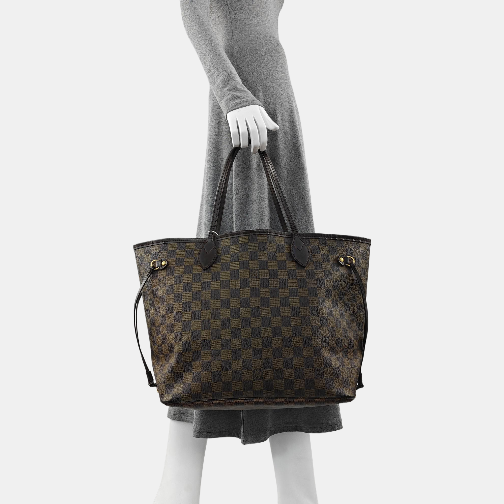 Authenticated pre-owned  NEVERFULL MM Damier Ebene Coated Canvas Brown - Tote Bag at Looply