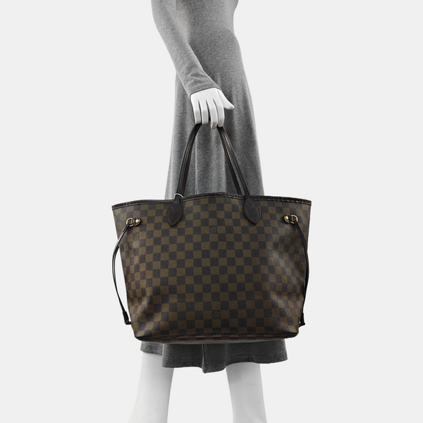 Authenticated pre-owned  NEVERFULL MM Damier Ebene Coated Canvas Brown - Tote Bag at Looply