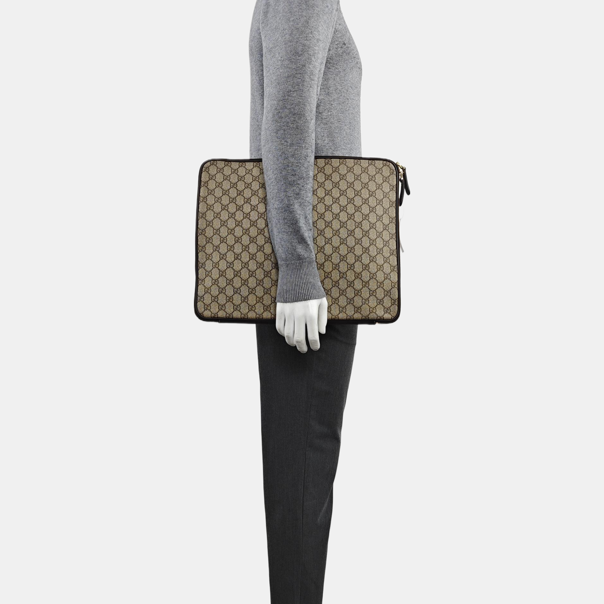 Monogram Coated Canvas Clutch Beige