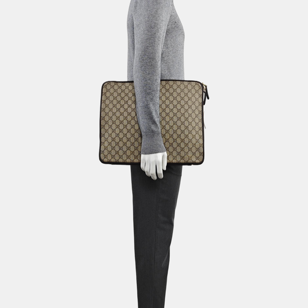 Monogram Coated Canvas Clutch Beige