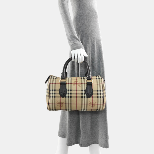 Coated Canvas Top Handle Bag Beige