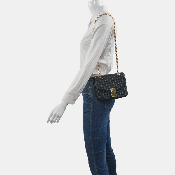 C Small Quilted Calfskin Black