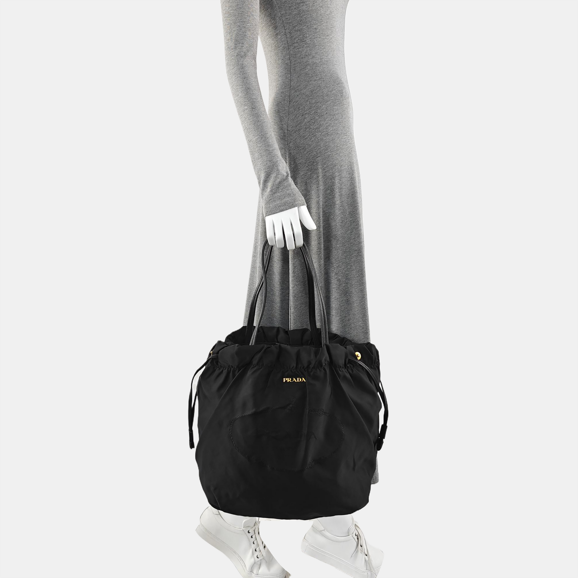 Nylon Top Handle Bag Black