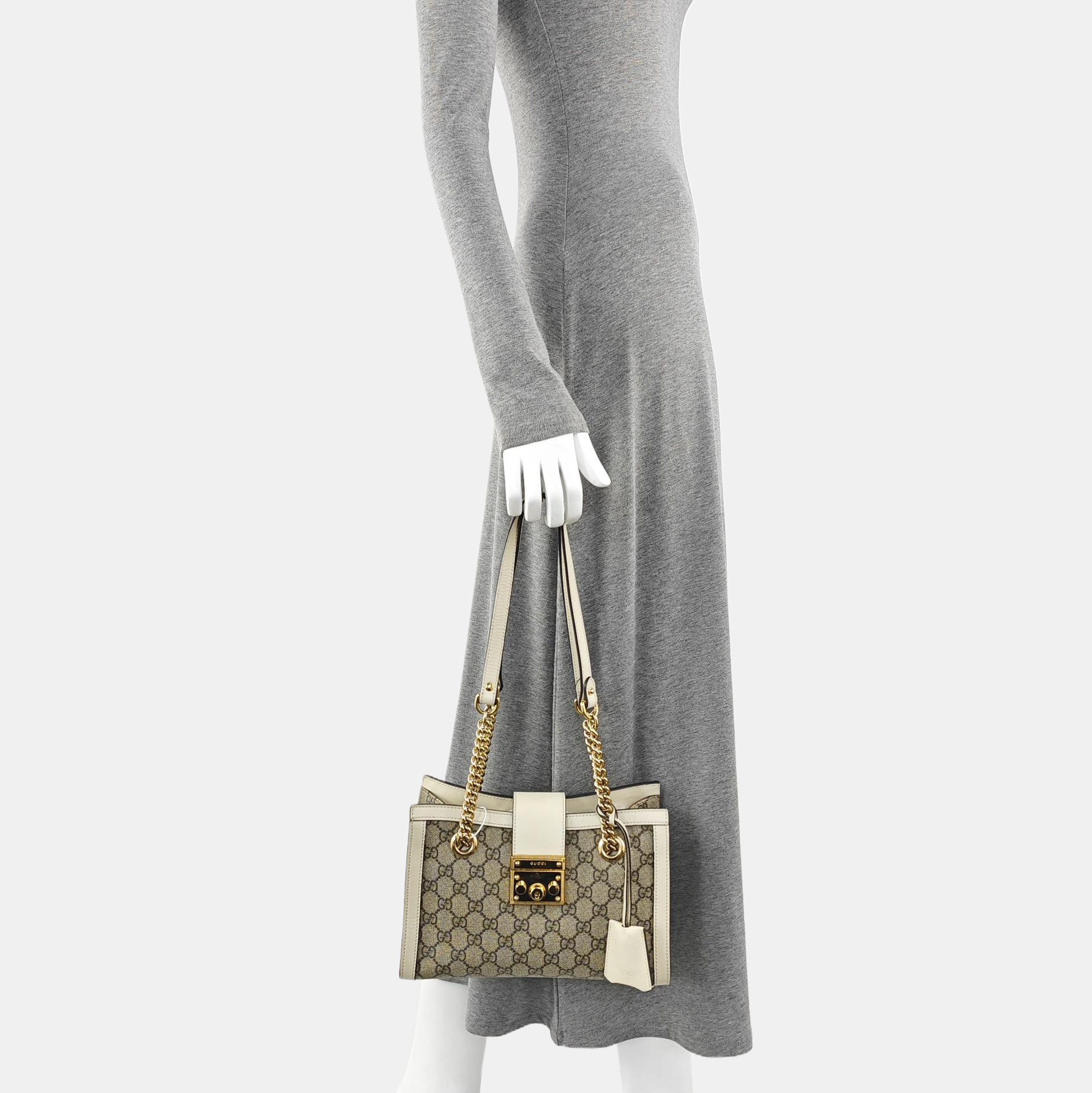 Padlock Small Monogram Coated Canvas Beige