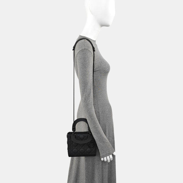 Lady Dior Mini Cannage Calfskin Black