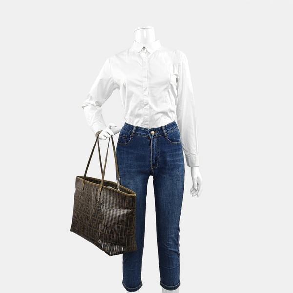 Coated Canvas Tote Bag Brown