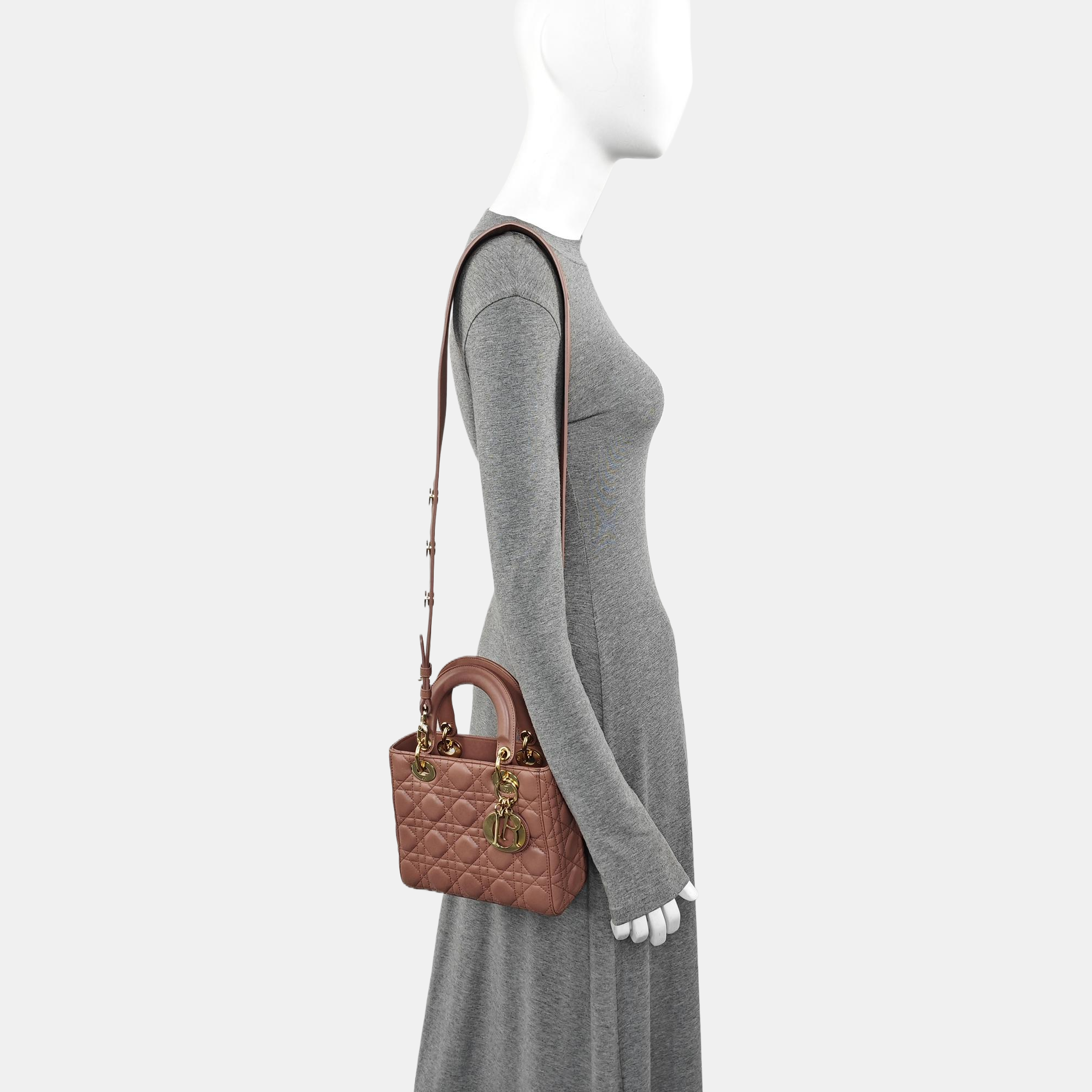 Lady Dior Small Cannage Lambskin Beige