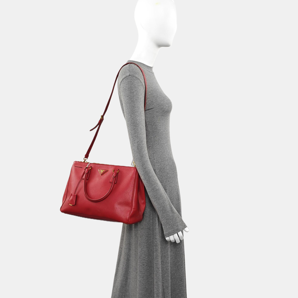 Galleria Large Saffiano Calfskin Red