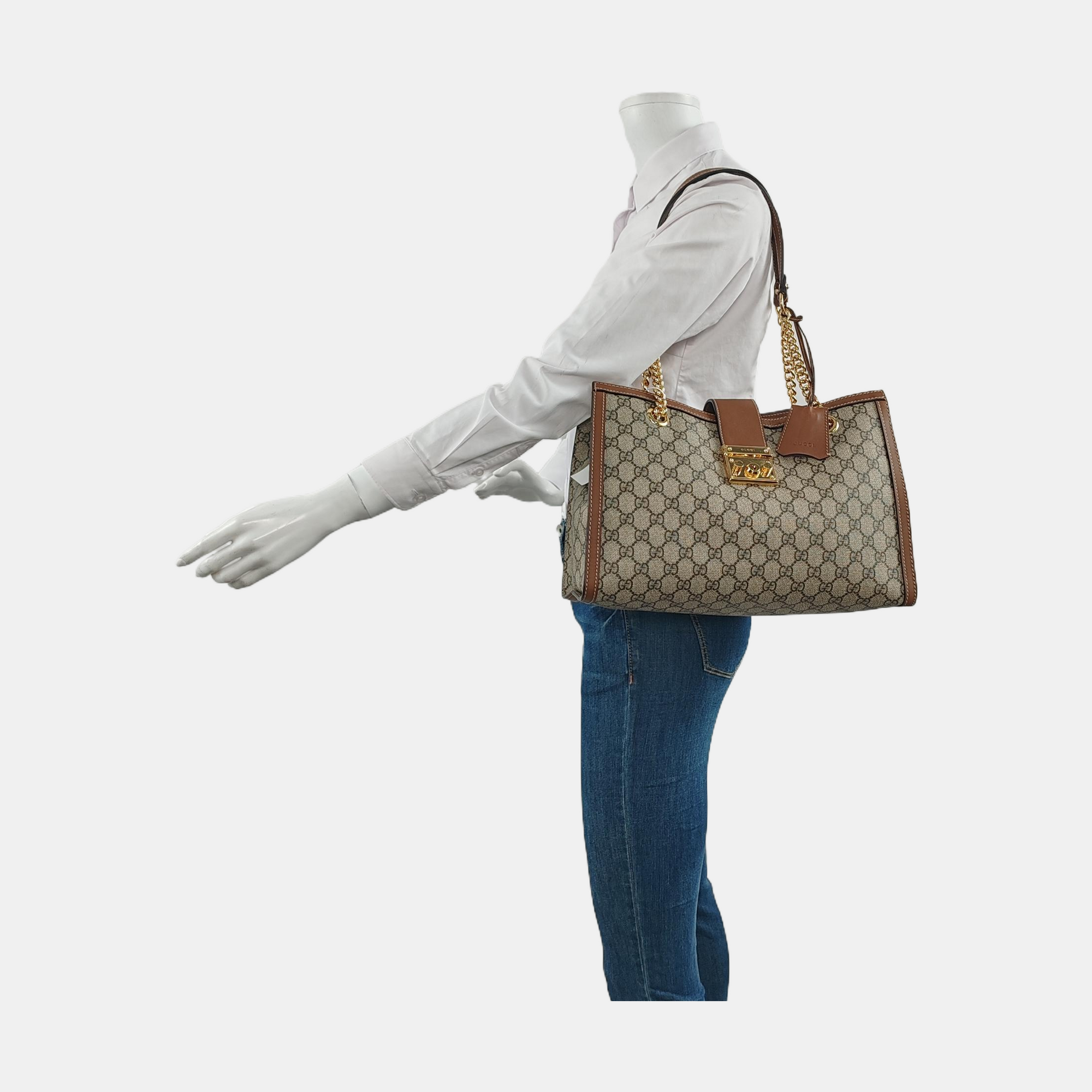 Padlock Medium Monogram Coated Canvas Beige
