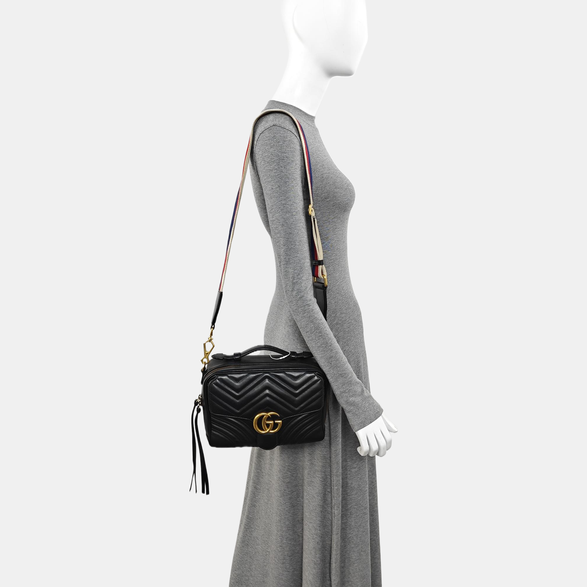 GG Marmont Medium Quilted Calfskin Black