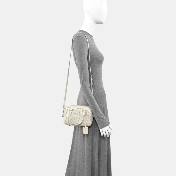 Arcadie Matelassé Mini Quilted Lambskin White