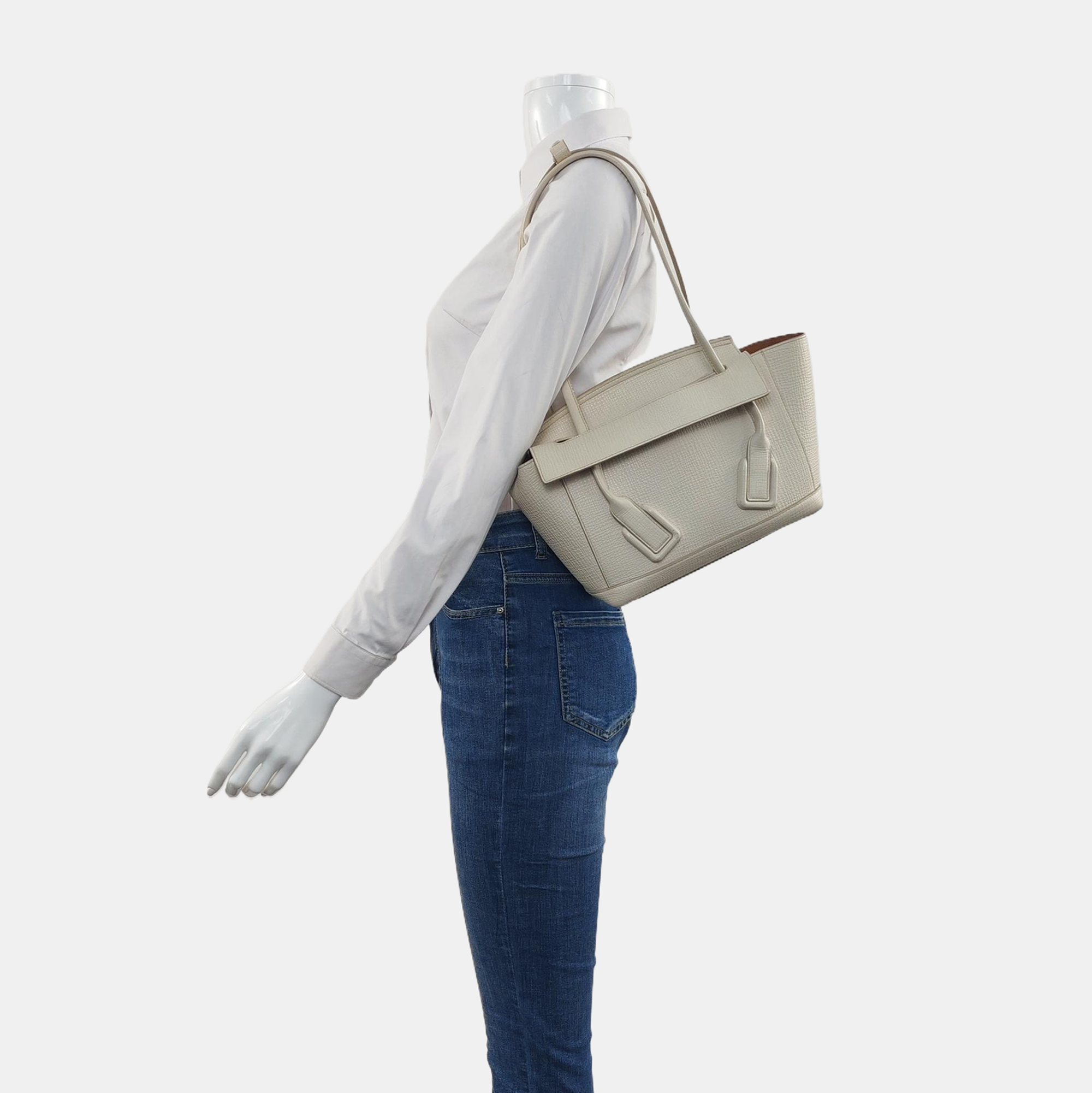 Authenticated pre-owned  Arco Mini Calfskin White - Top Handle Bag at Looply
