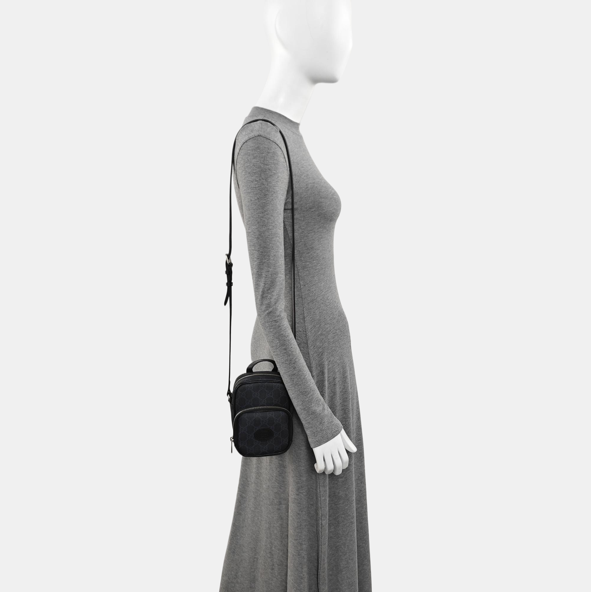 Coated Canvas Shoulder Bag Mini Black