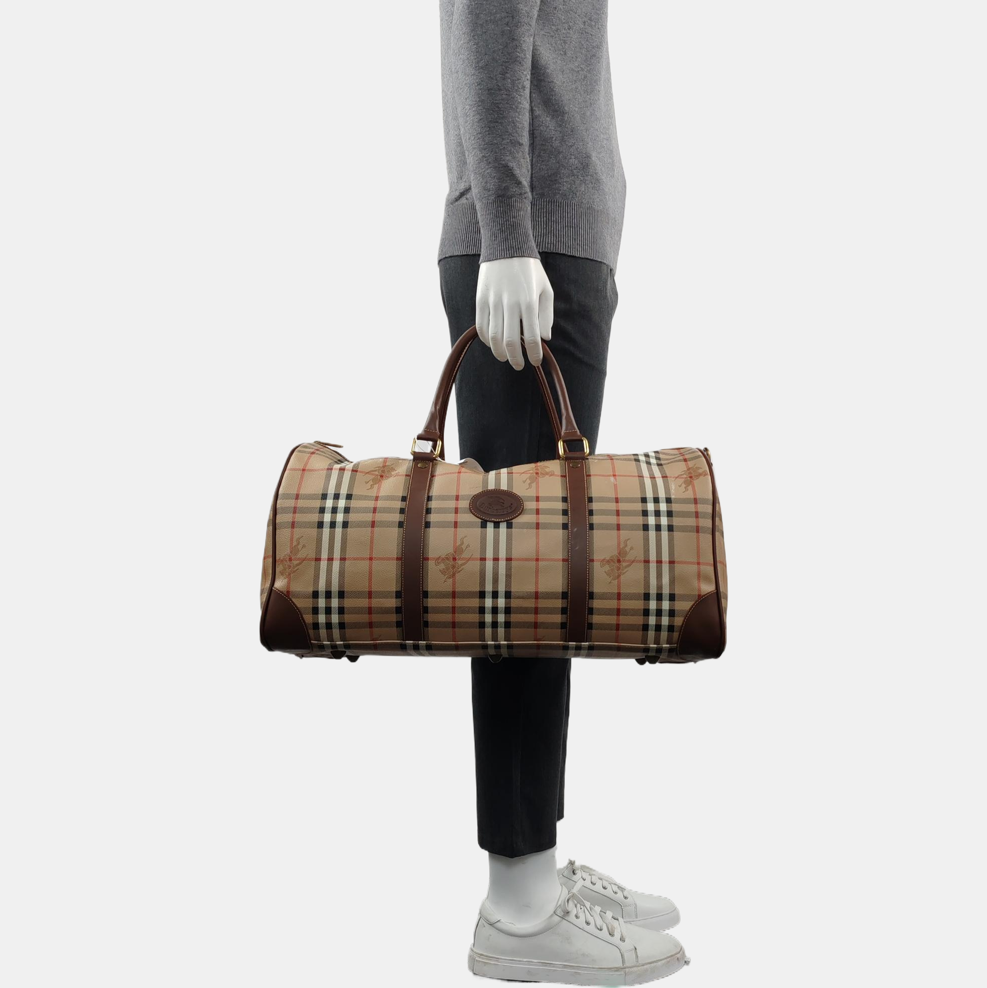 Coated Canvas Top Handle Bag Beige