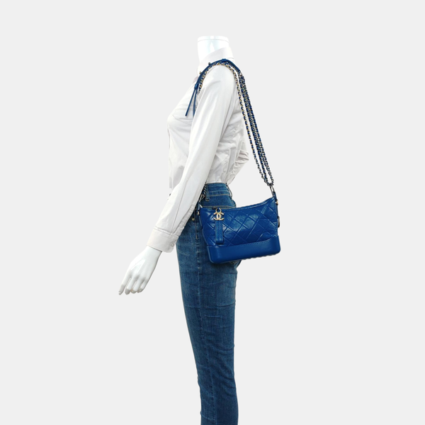 Authenticated pre-owned  GABRIELLE Small Quilted Calfskin Blue - Shoulder Bag at Looply