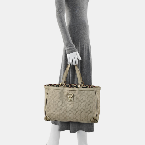 Monogram Calfskin Tote Bag Beige