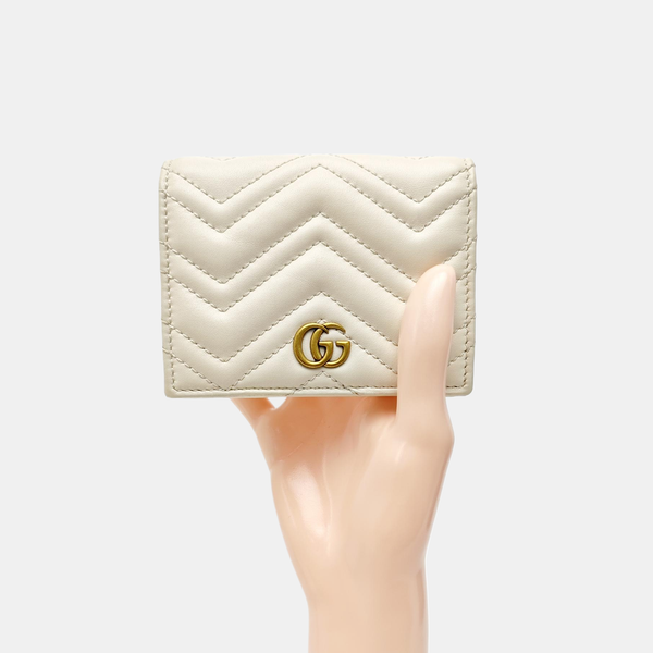 GG Marmont Mini Quilted Calfskin White Wallet