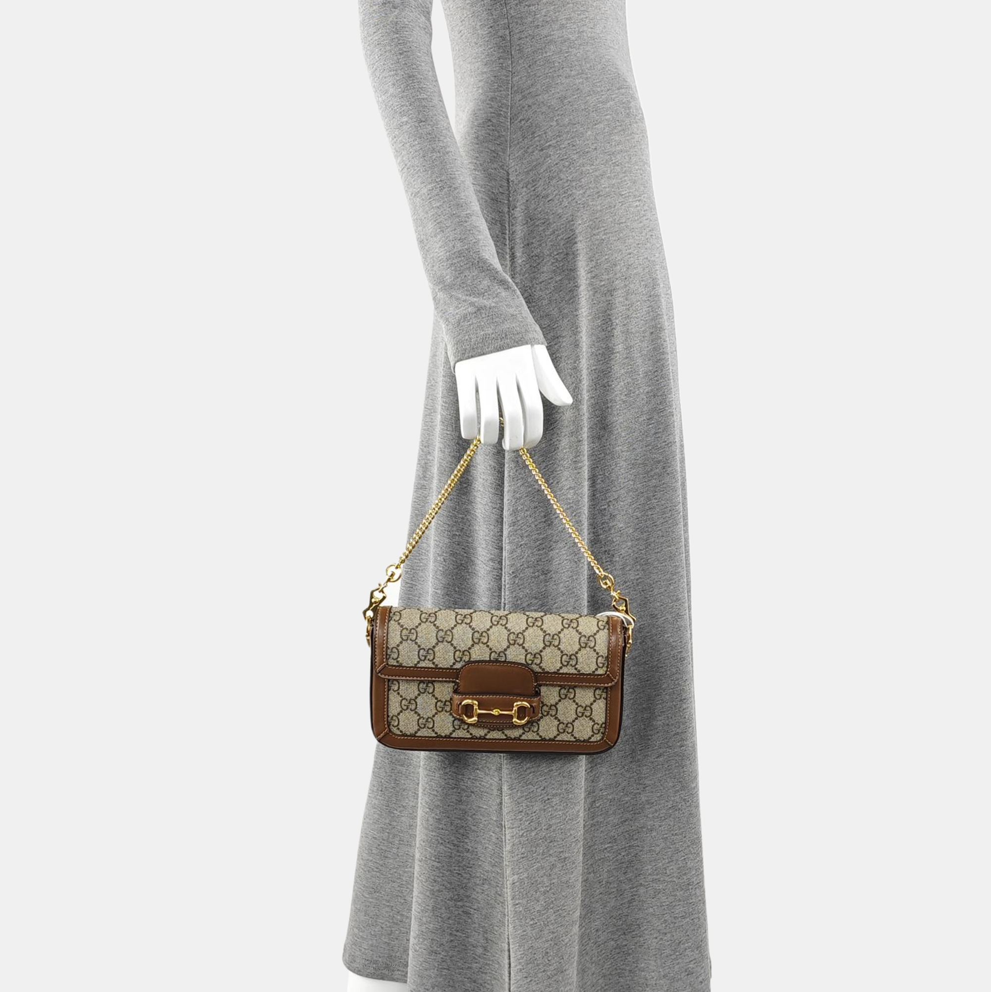 Horsebit 1955 Small Monogram Coated Canvas Beige