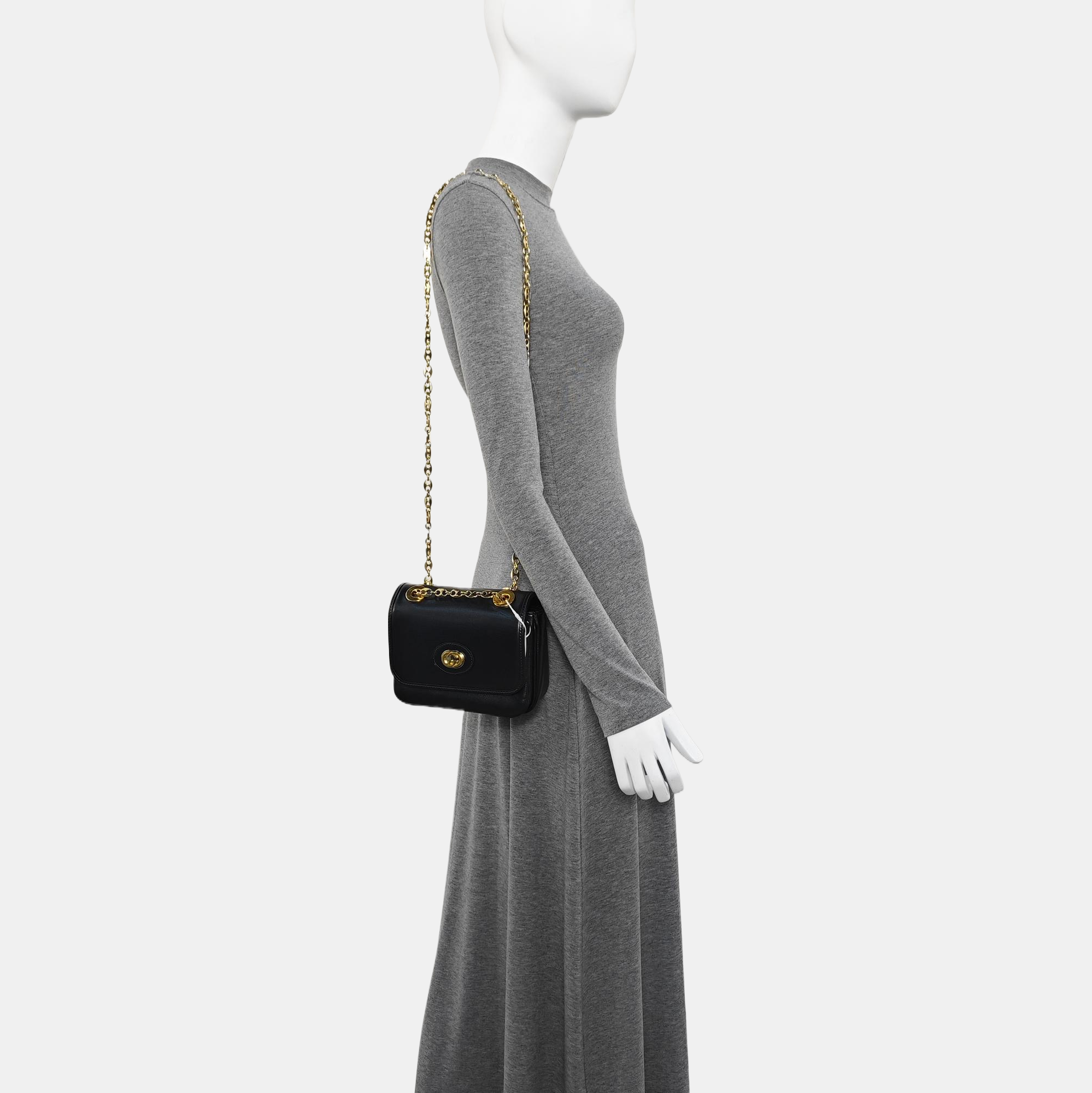 Calfskin Shoulder Bag Small Black