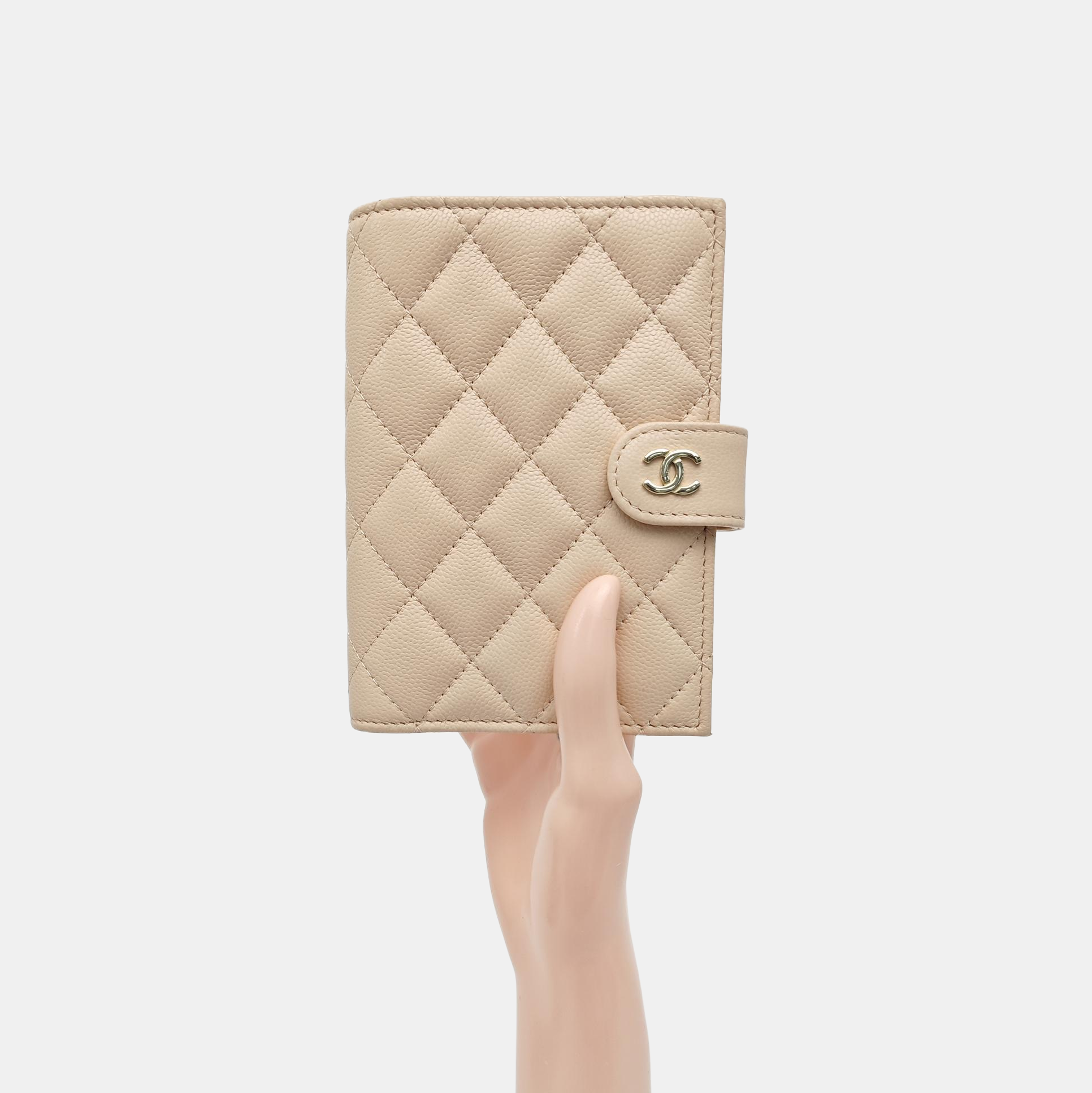 Quilted Grained Calfskin Wallet Pink