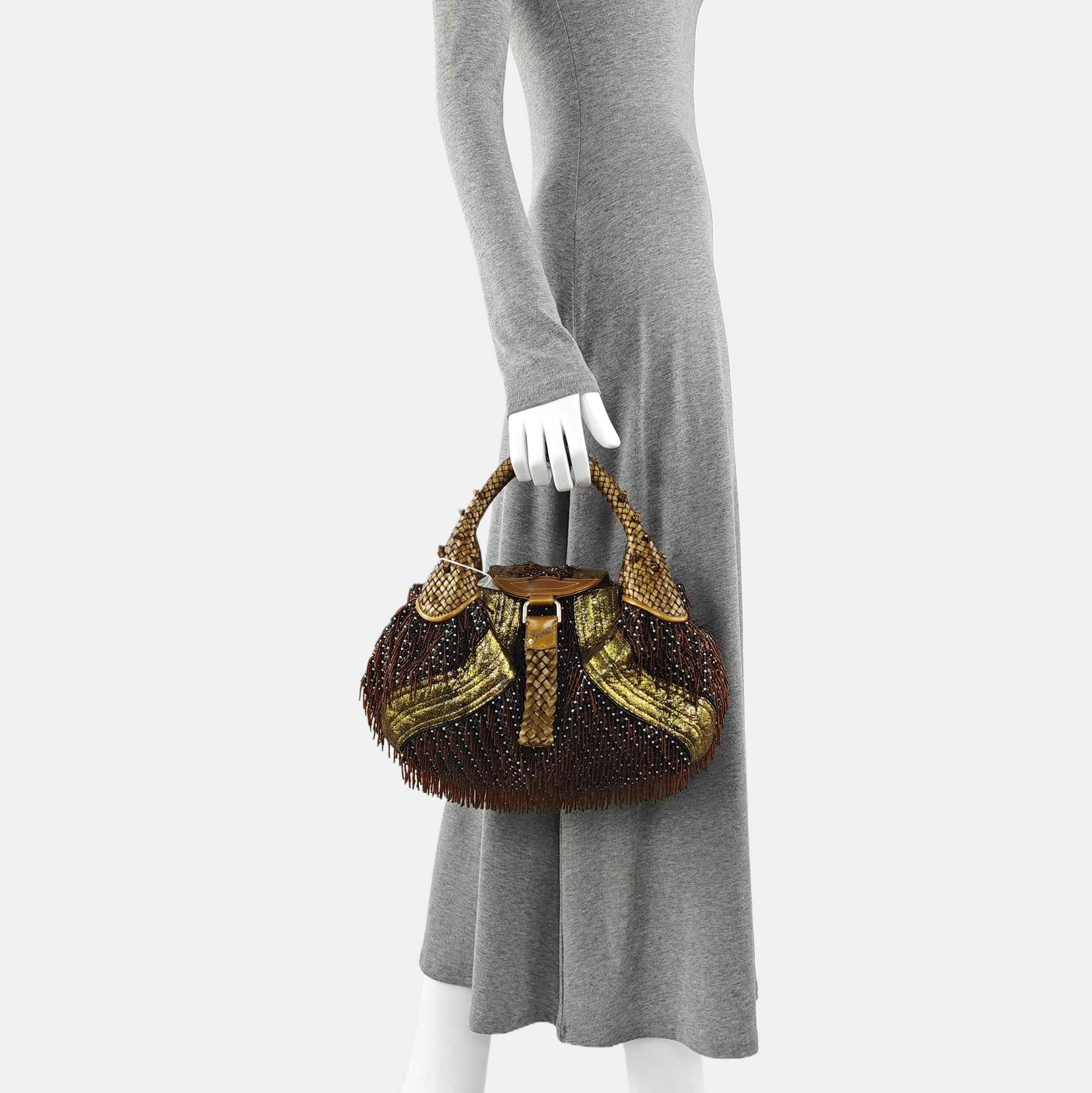 Special Material Top Handle Bag Brown