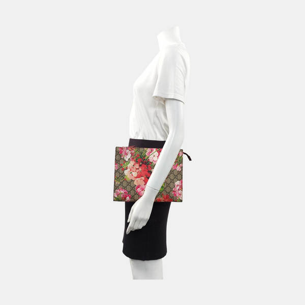 GG Blooms Large Monogram Coated Canvas Beige