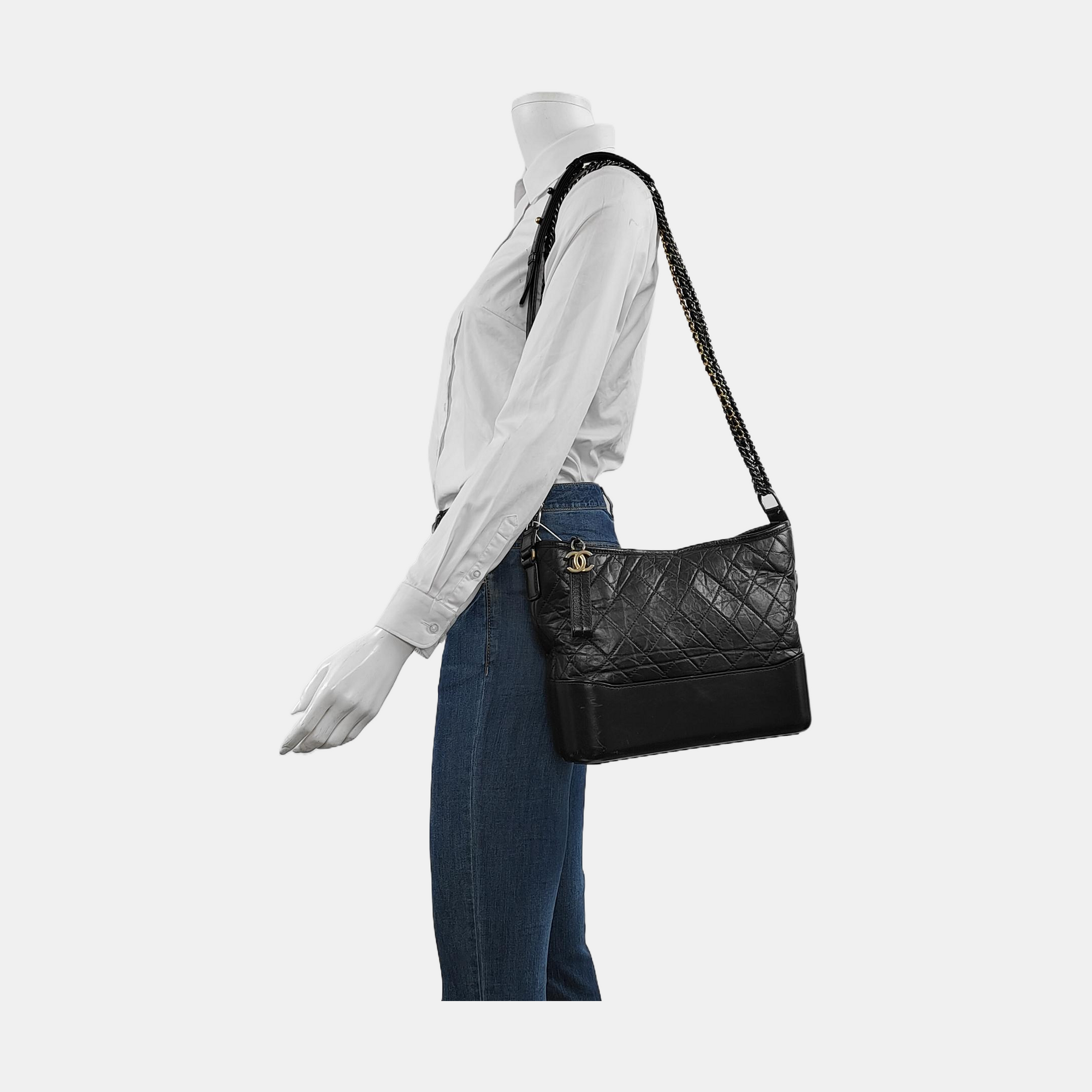 GABRIELLE Medium Quilted Lambskin Black