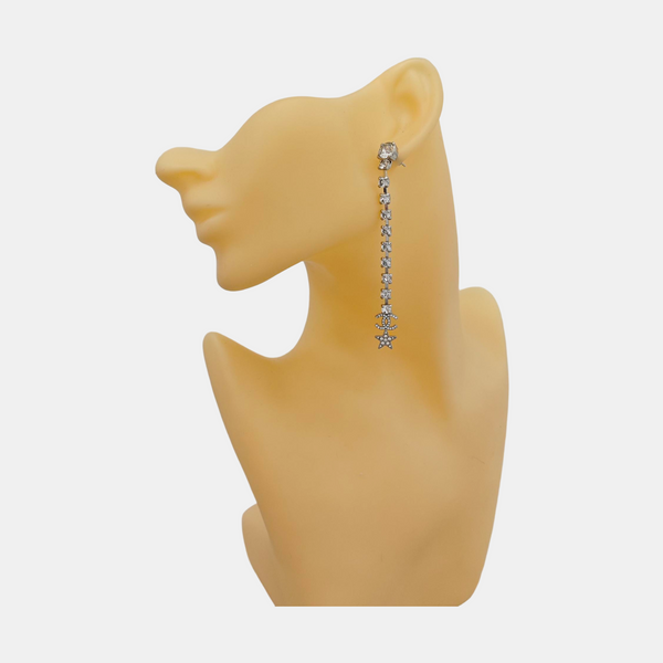 CC Logo Brass Silver Stud Earrings