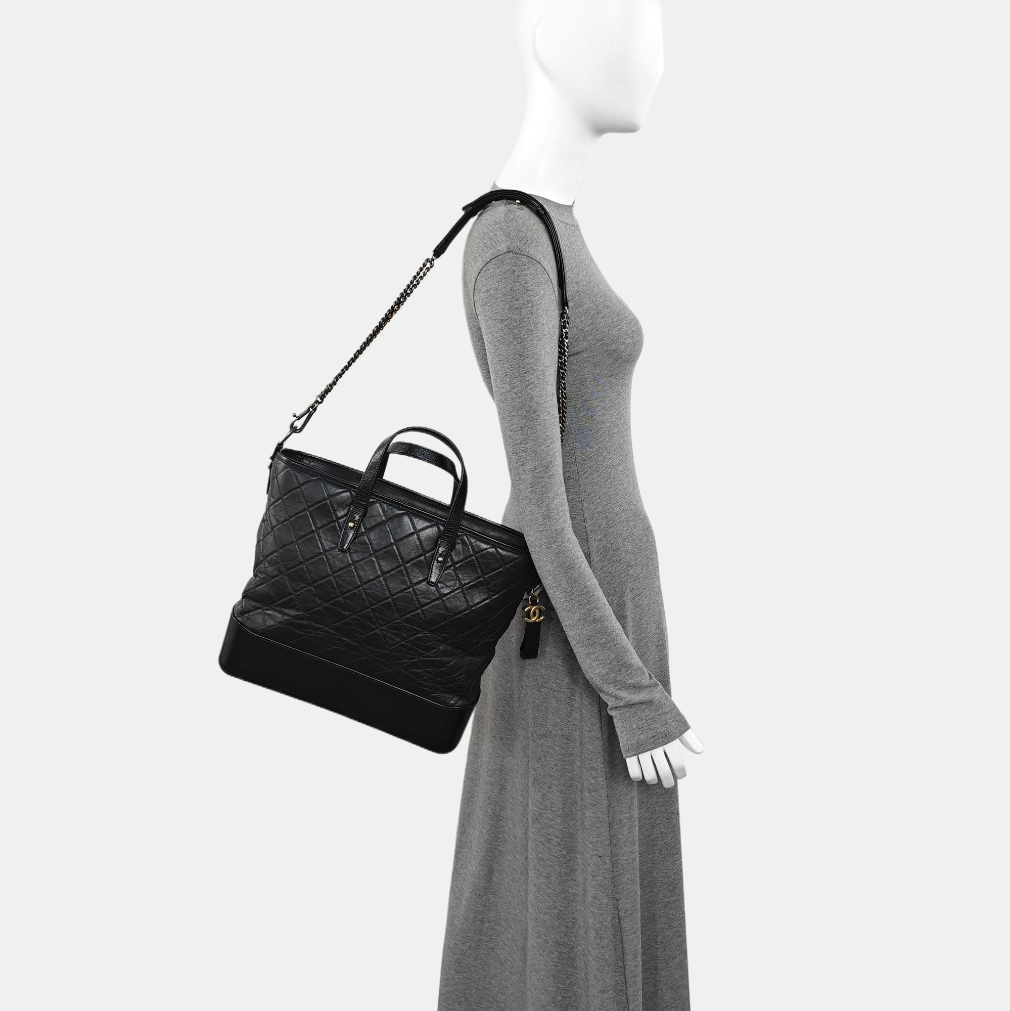 GABRIELLE Large Quilted Vintage Calf Black