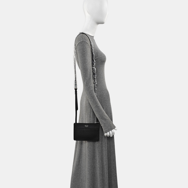 Saffiano Calfskin Shoulder Bag Black