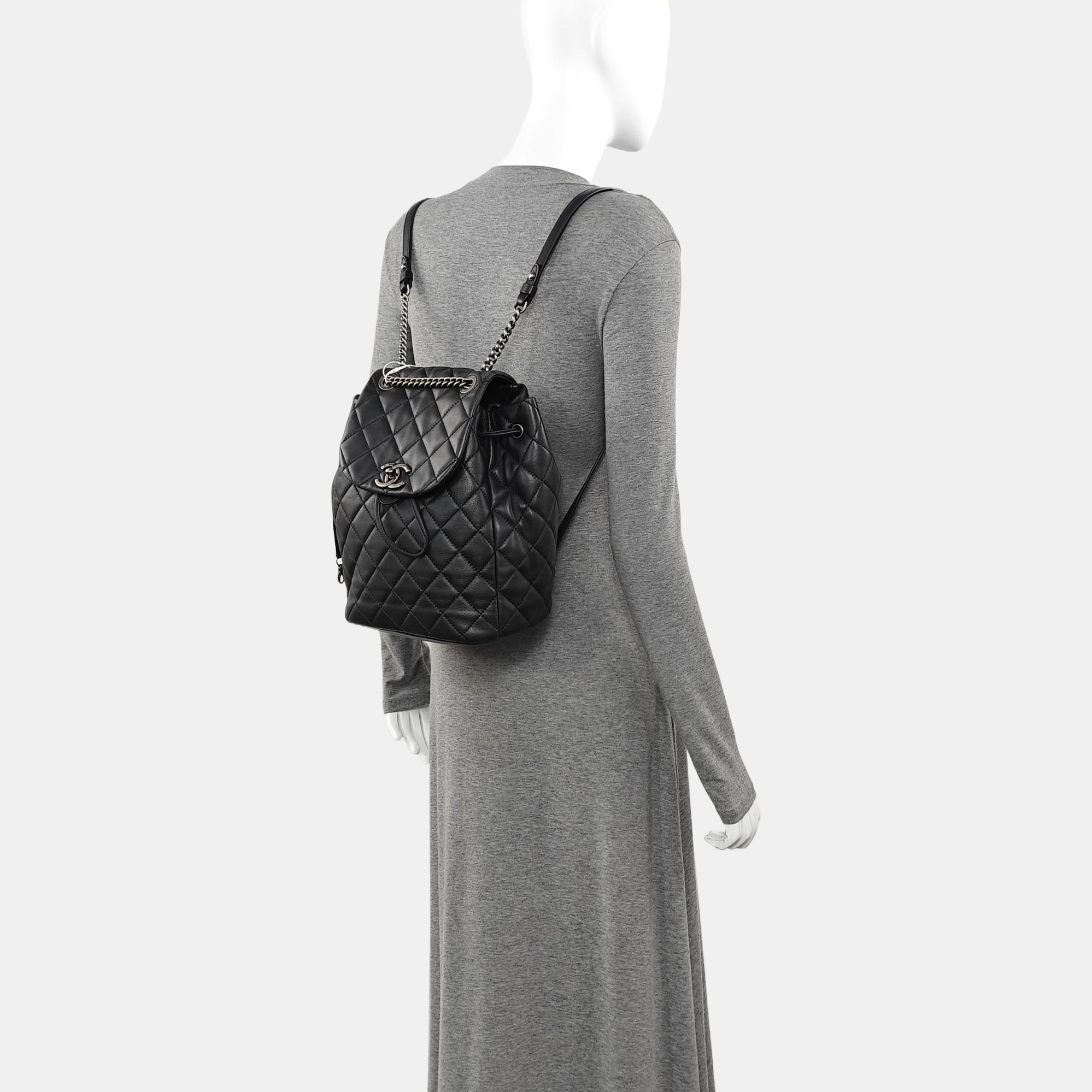 Quilted Lambskin Backpack Black