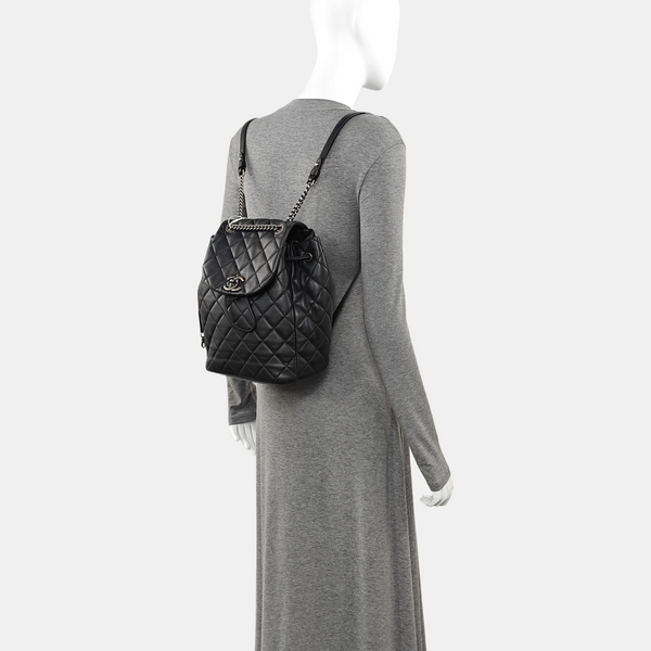 Quilted Lambskin Backpack Black