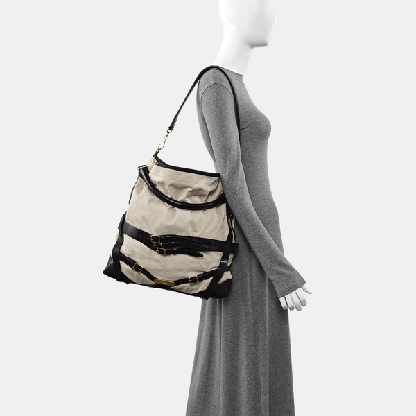Fabric Shoulder Bag Beige
