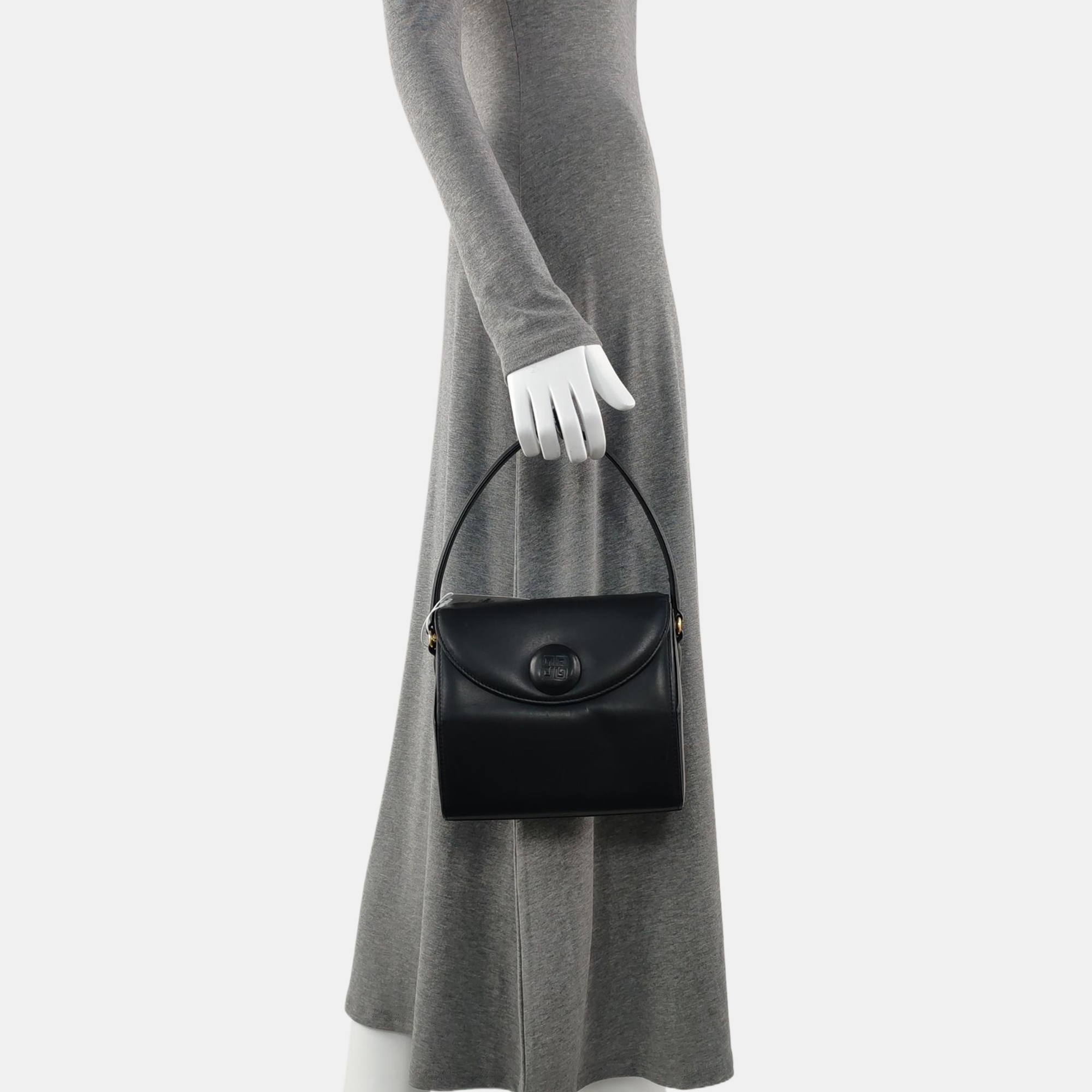 Calfskin Top Handle Bag Black