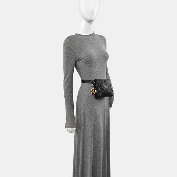 Quilted Calfskin Belt Bag Black