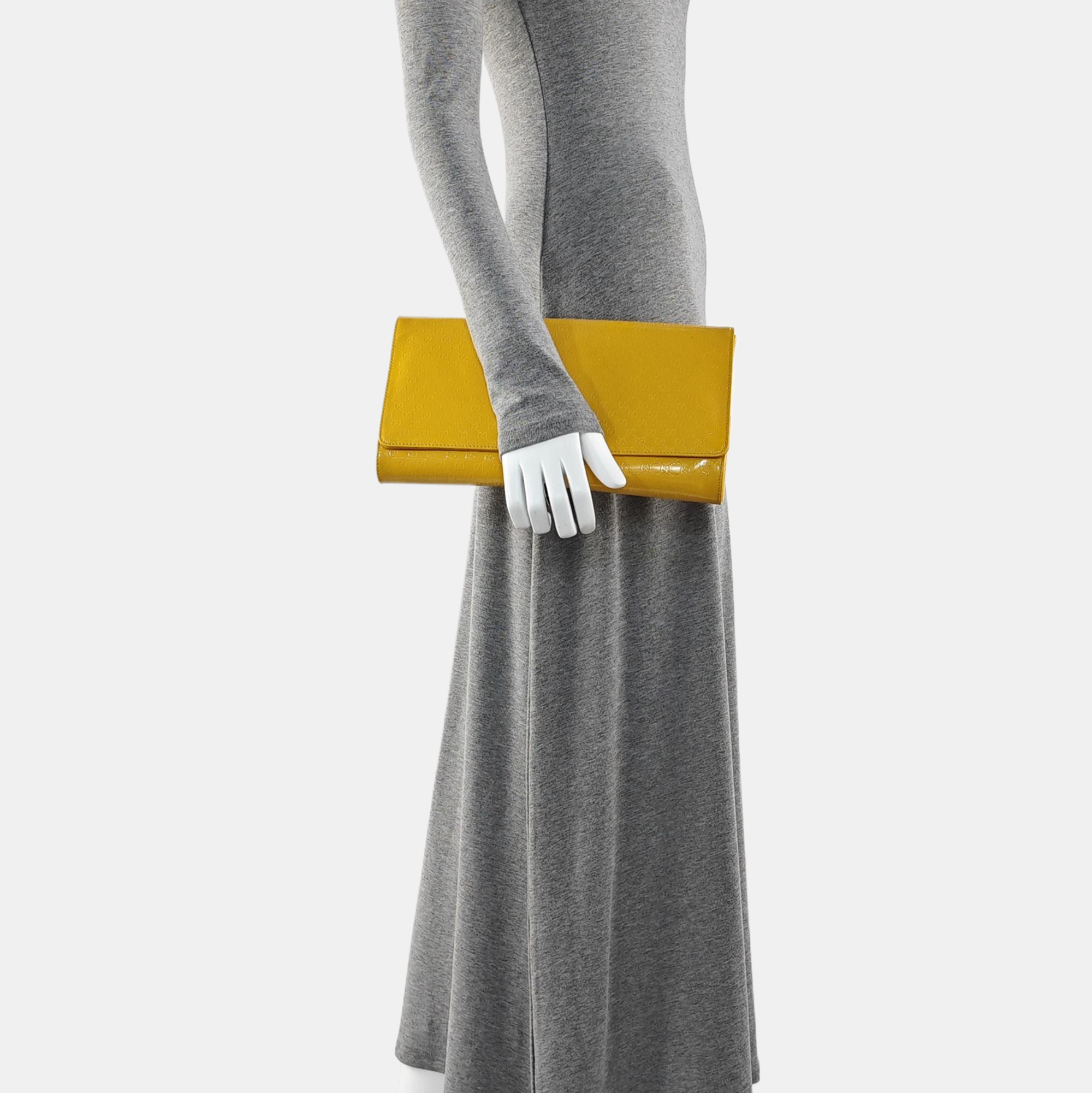 Monogram Patent Leather Clutch Yellow
