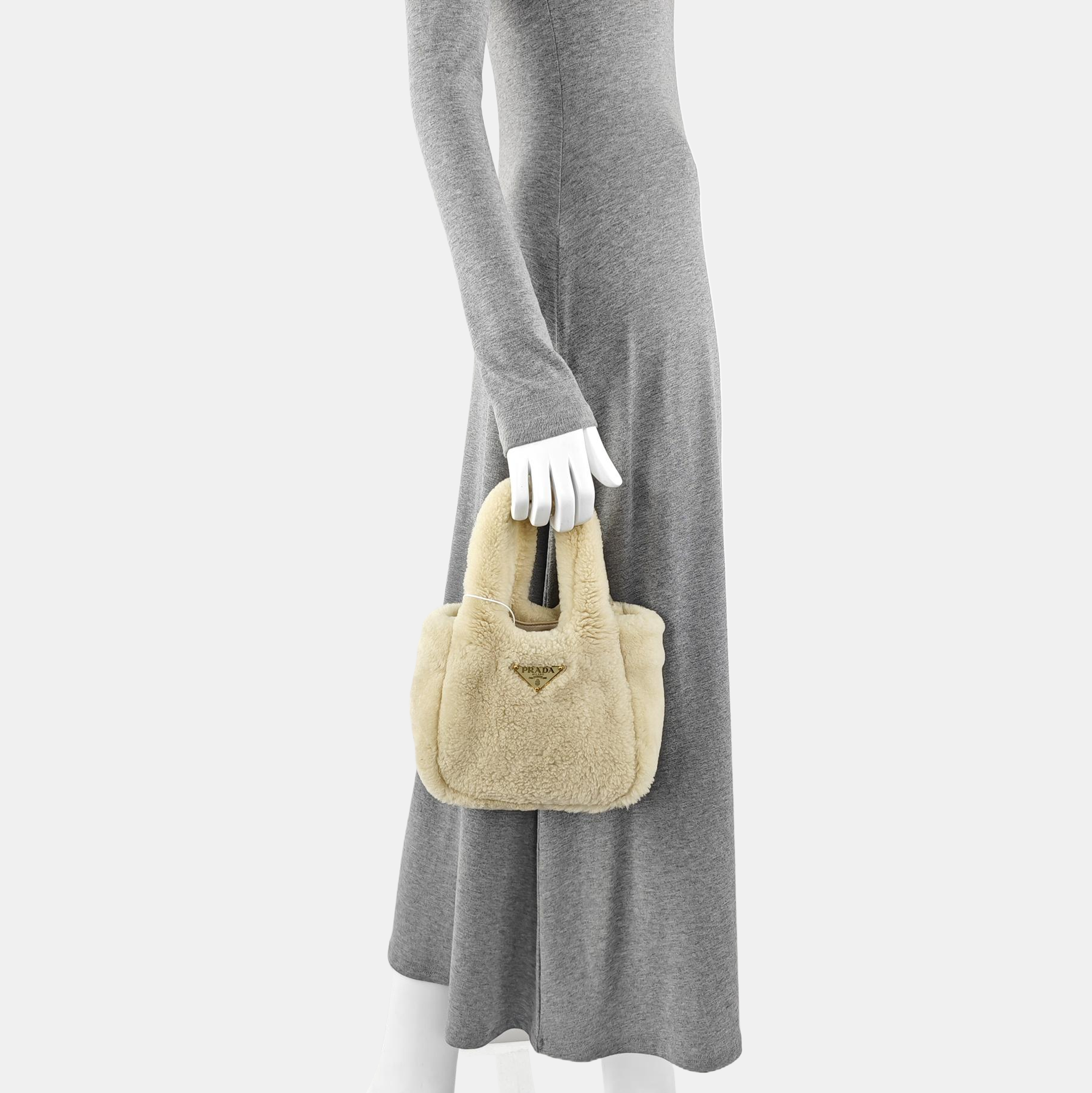 Sheepskin Tote Bag Mini Beige