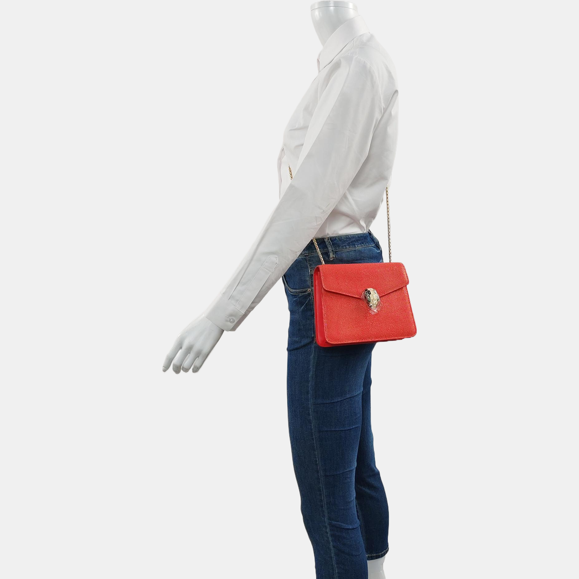 SERPENTI FOREVER Small Stingray Leather Red
