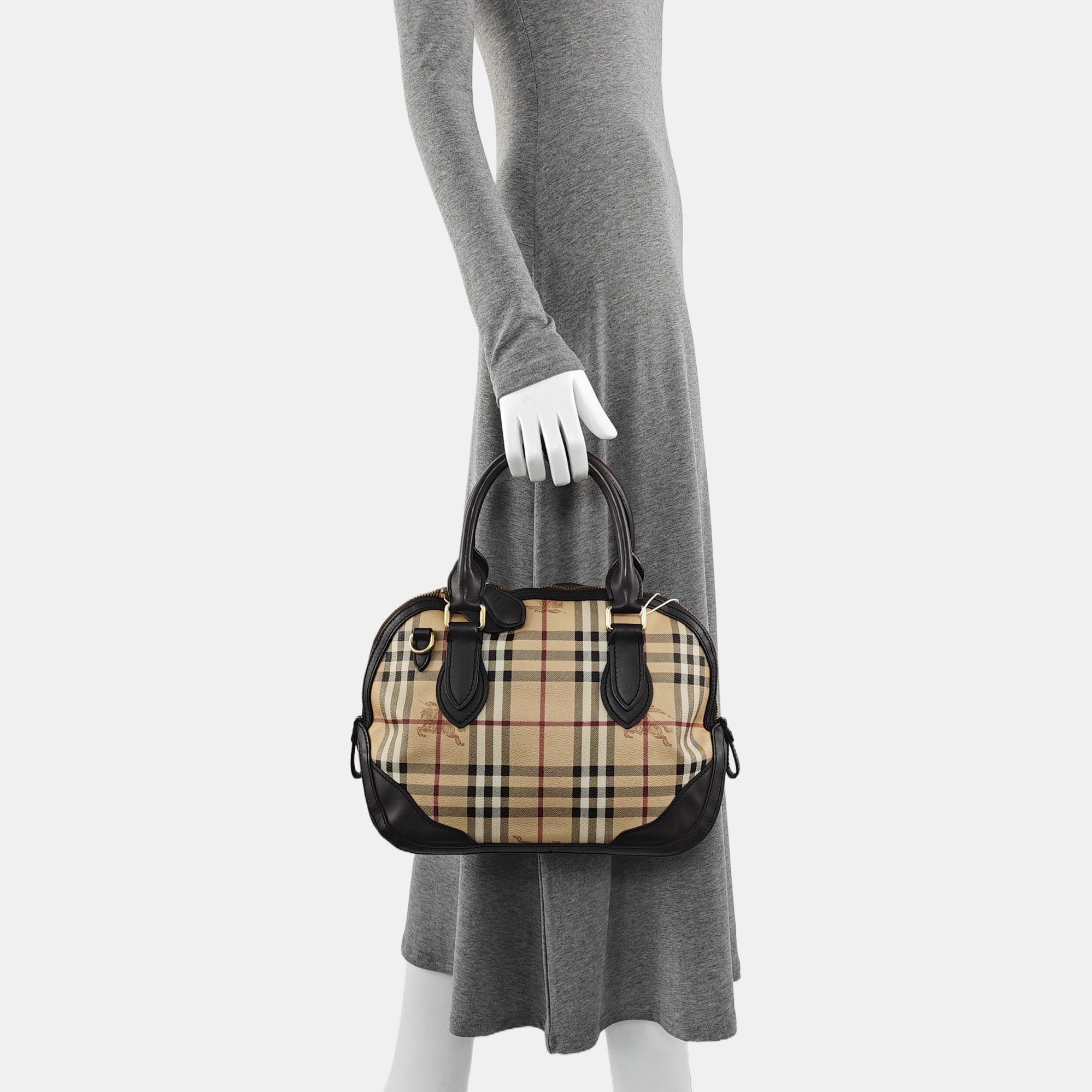 Coated Canvas Top Handle Bag Small Beige