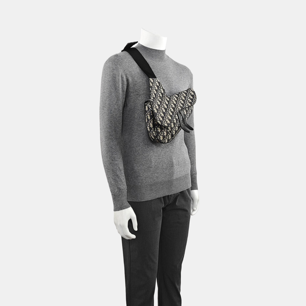 Authenticated pre-owned  Saddle Medium Oblique Canvas Blue - Shoulder Bag at Looply