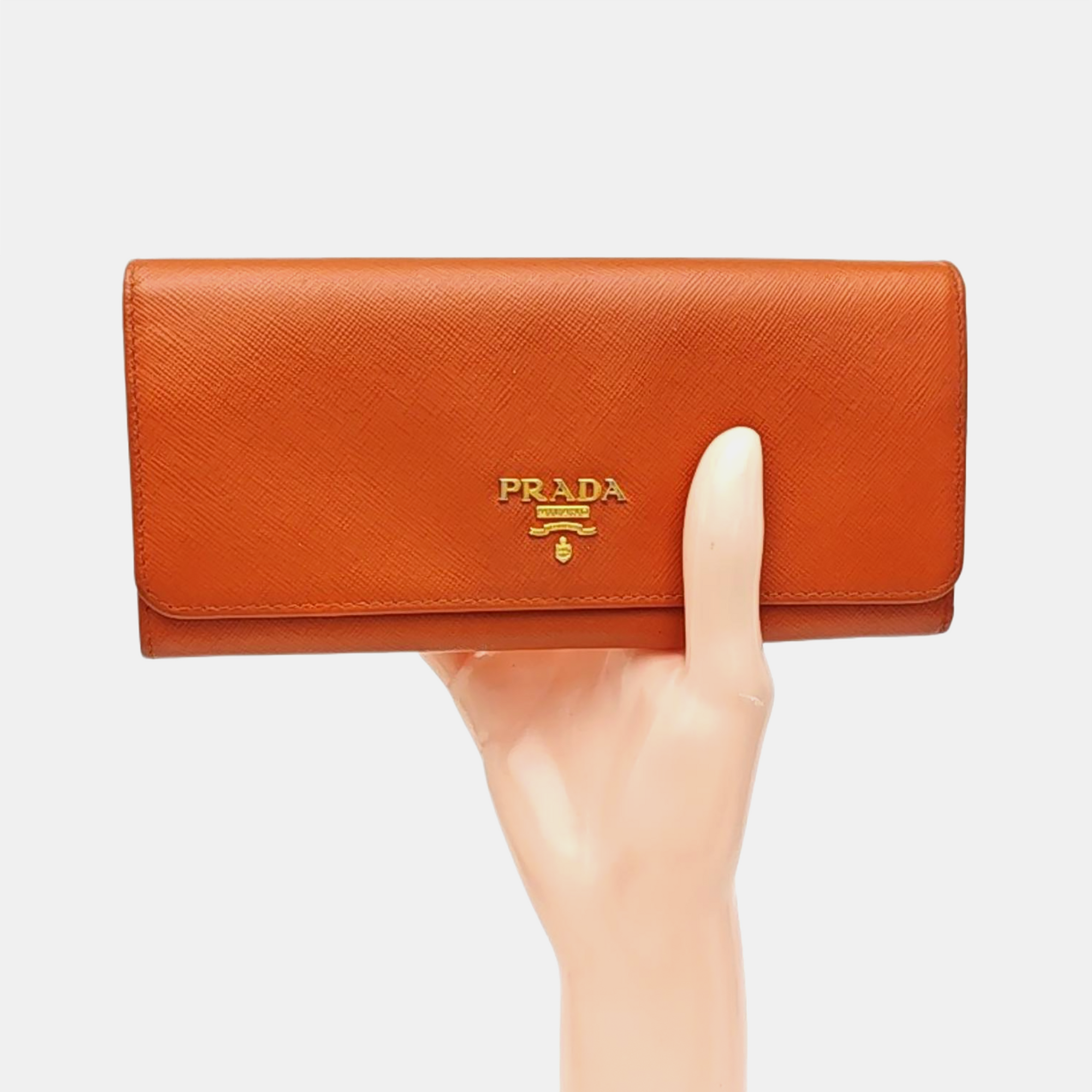 Fold Wallet Saffiano Calfskin Orange Wallet