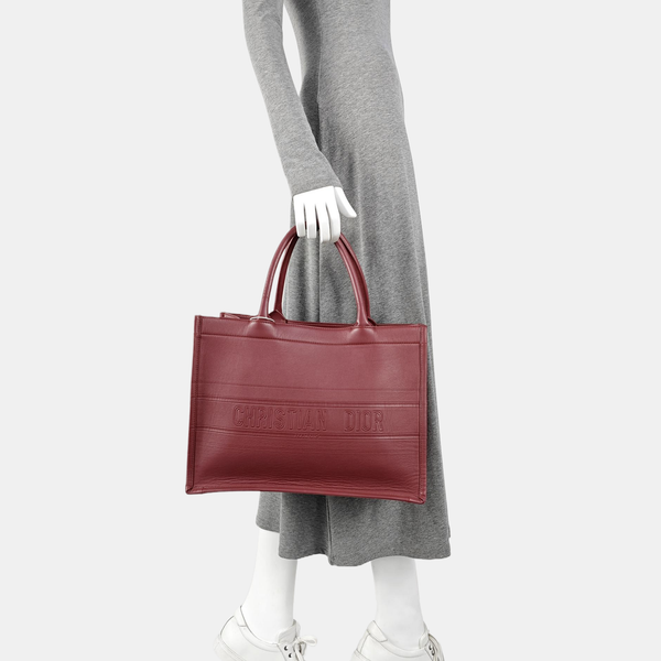 Book Tote Medium Calfskin Red
