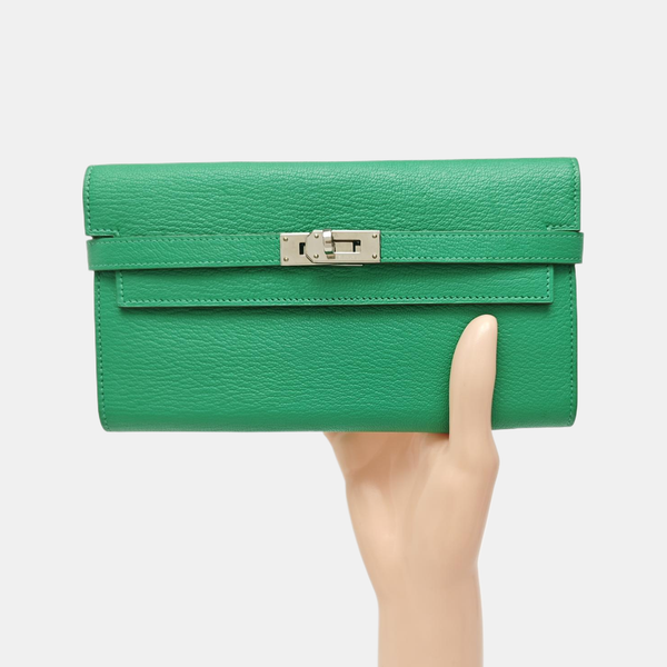 Kelly 20 Lambskin Green Wallet