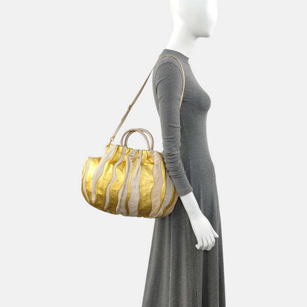 Quilted Leather Tote Bag Multicolor