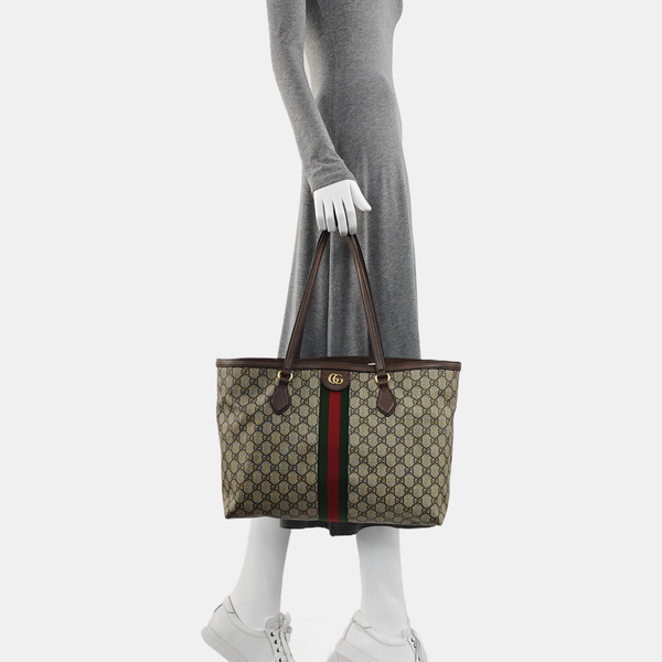 Ophidia Medium Monogram Coated Canvas Beige